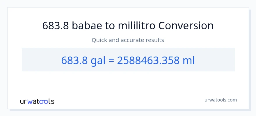 683.8 Mga galon patungong mga mililitro na conversion