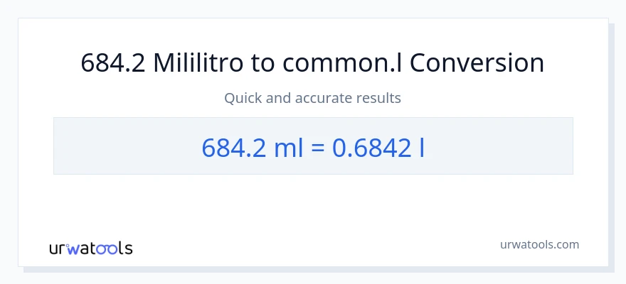 684.2 mga mililitro patungong Liters na conversion