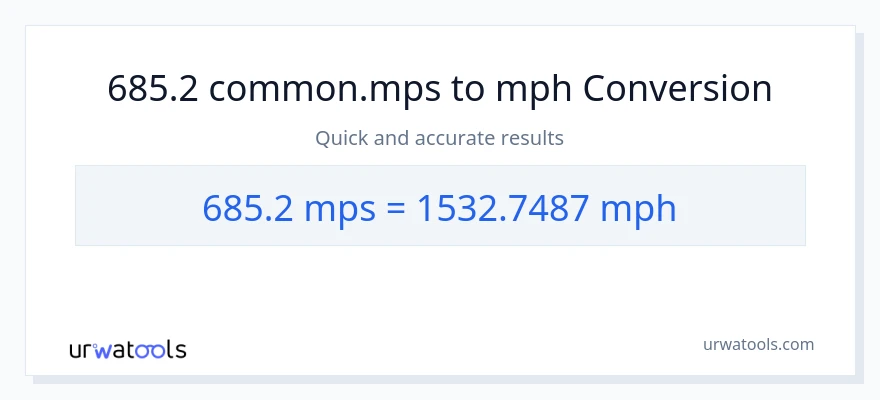 685.2 Meters Per Second patungong milya kada oras na conversion