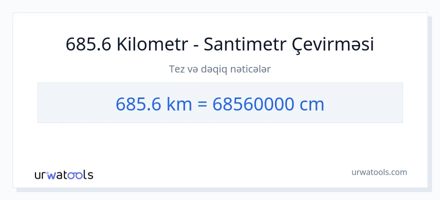 685.6 kilometr-dən Santimetr-ə çevrilmə