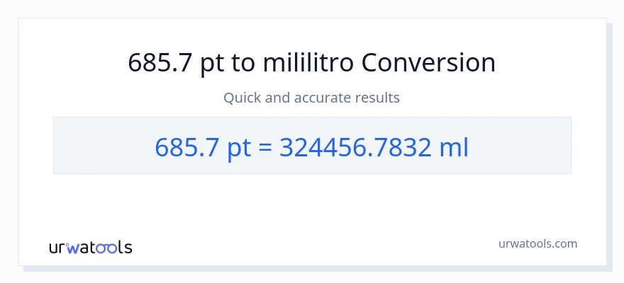 685.7 Pints patungong mga mililitro na conversion