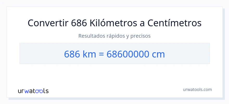 Conversión de 686 kilómetros a Centímetros