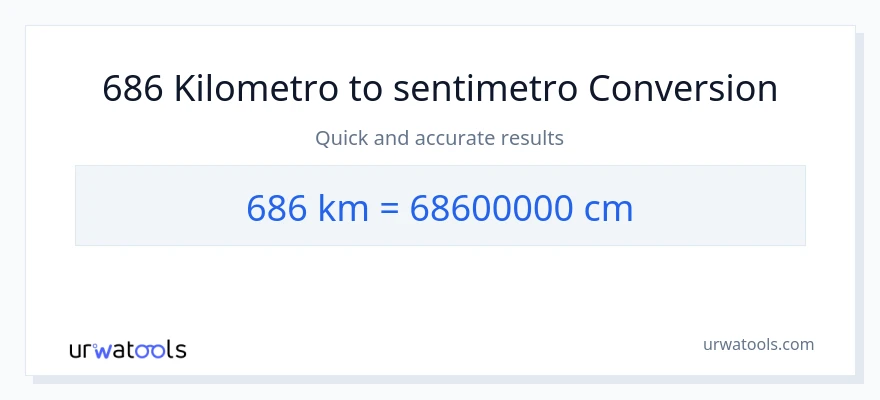 686 Kilometro patungong Mga Sentimetro na conversion