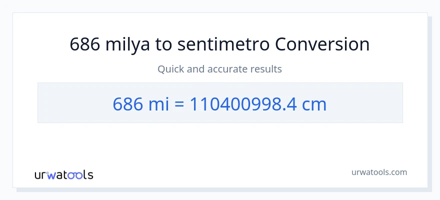 686 milya patungong Mga Sentimetro na conversion