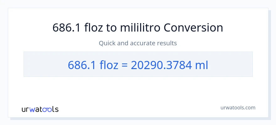 686.1 mga onsa ng likido patungong mga mililitro na conversion