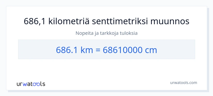686.1 kilometrejä - Senttimetrit muunnos