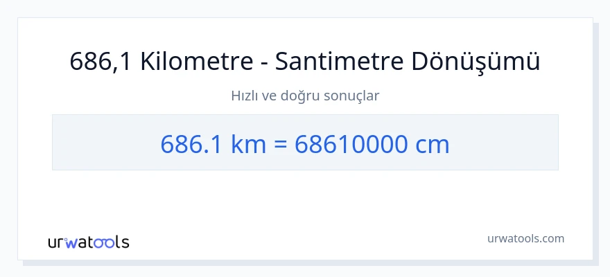 686.1 kilometre'den Santimetre'e dönüşüm