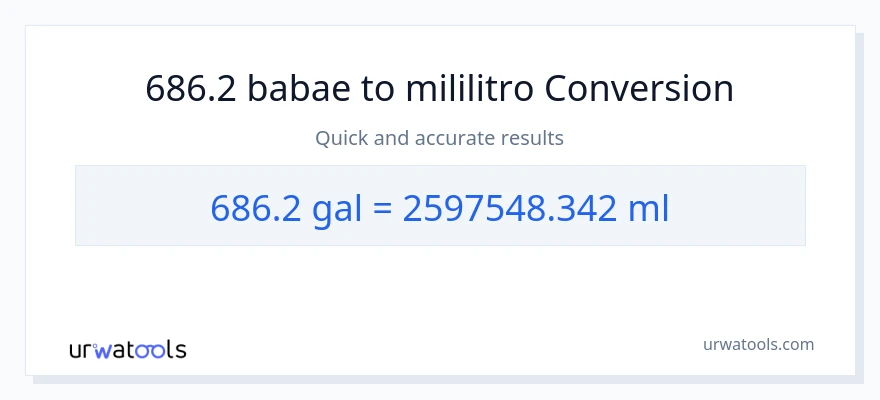 686.2 Mga galon patungong mga mililitro na conversion