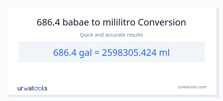 686.4 Mga galon patungong mga mililitro na conversion