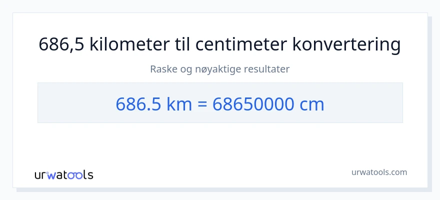 686.5 kilometer til Centimeter konvertering