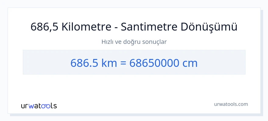 686.5 kilometre'den Santimetre'e dönüşüm