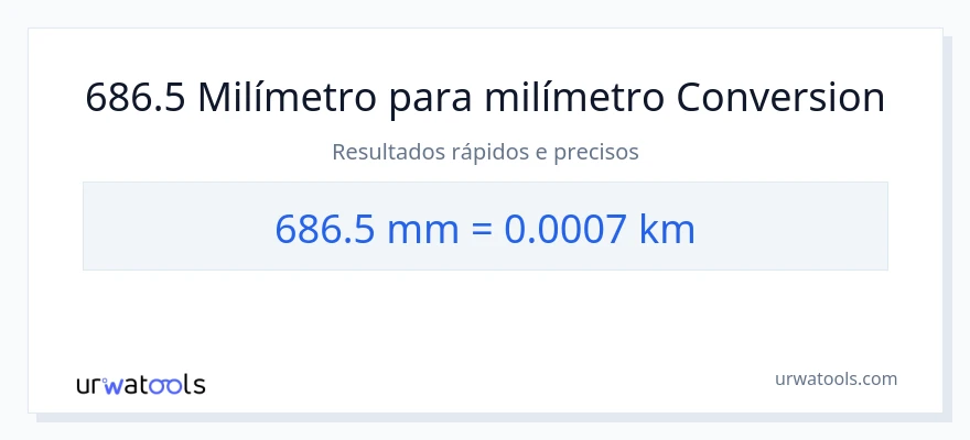 Conversão de 686.5 milímetros para quilômetros