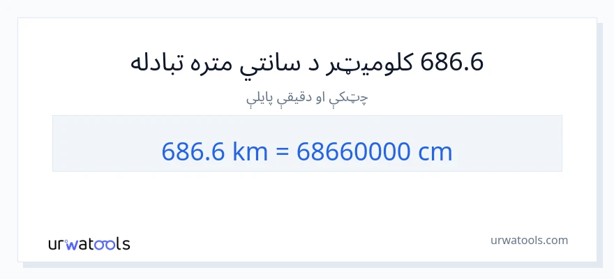 686.6 کیلومتره ته سانتي متره بدلون