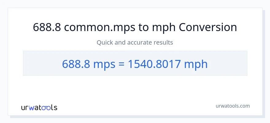 688.8 Meters Per Second patungong milya kada oras na conversion