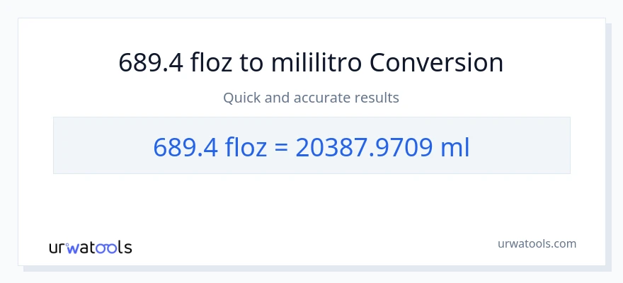 689.4 mga onsa ng likido patungong mga mililitro na conversion