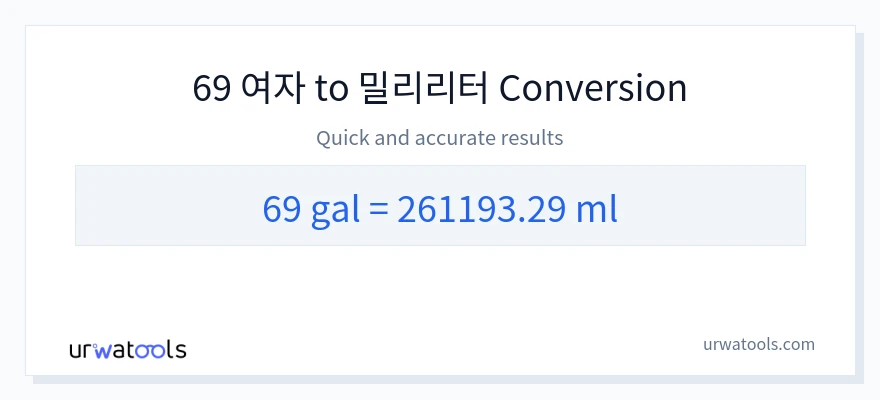 69 갤런에서 밀리리터으로의 변환