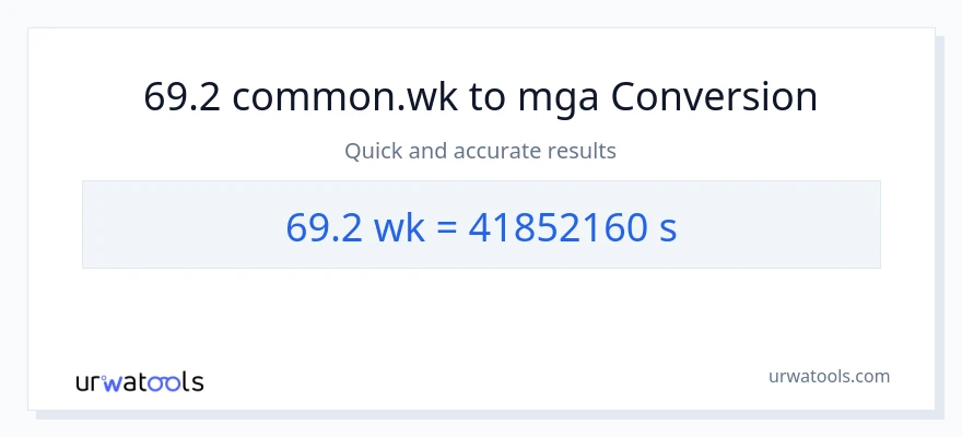 69.2 Mga Linggo patungong Segundo na conversion