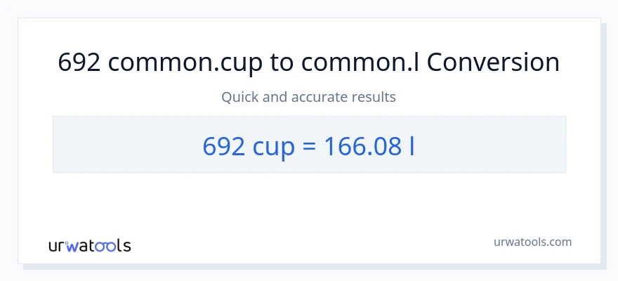 692 mga tasa patungong Liters na conversion