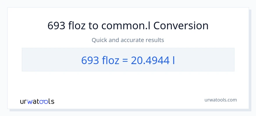693 mga onsa ng likido patungong Liters na conversion