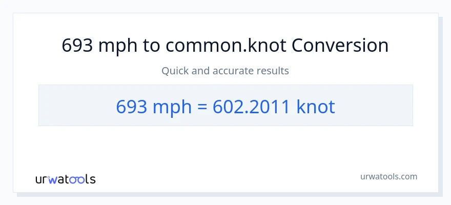 693 milya kada oras patungong Knots na conversion