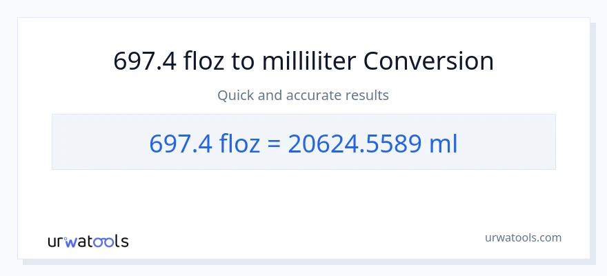 697.4 flydende ounces til milliliter konvertering