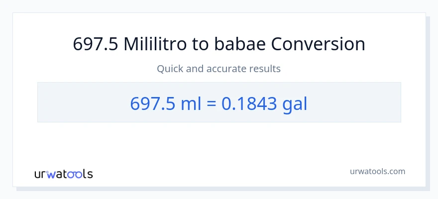 697.5 mga mililitro patungong Mga galon na conversion
