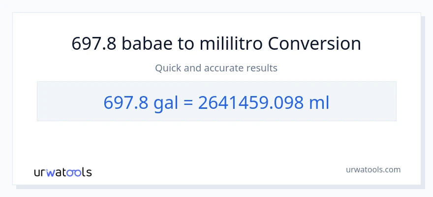 697.8 Mga galon patungong mga mililitro na conversion