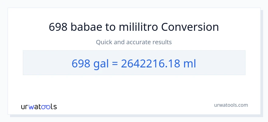 698 Mga galon patungong mga mililitro na conversion
