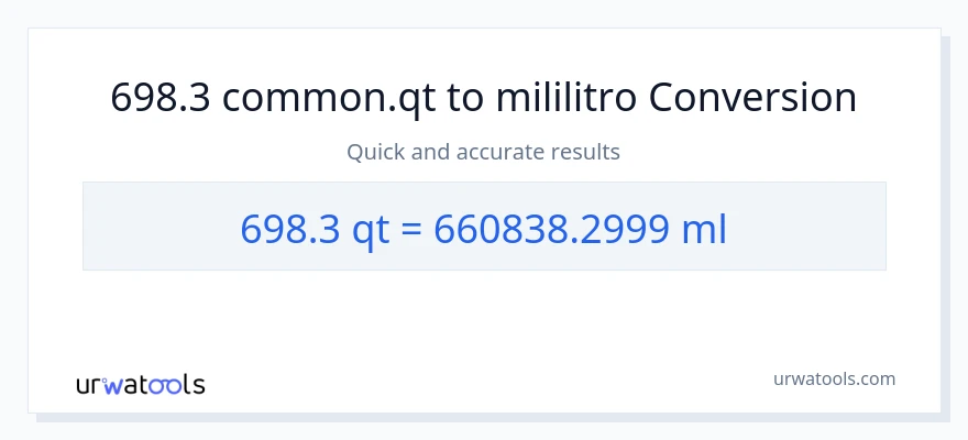 698.3 Quarts patungong mga mililitro na conversion