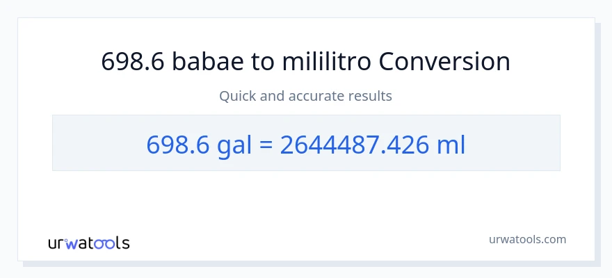 698.6 Mga galon patungong mga mililitro na conversion