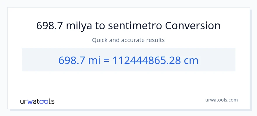 698.7 milya patungong Mga Sentimetro na conversion