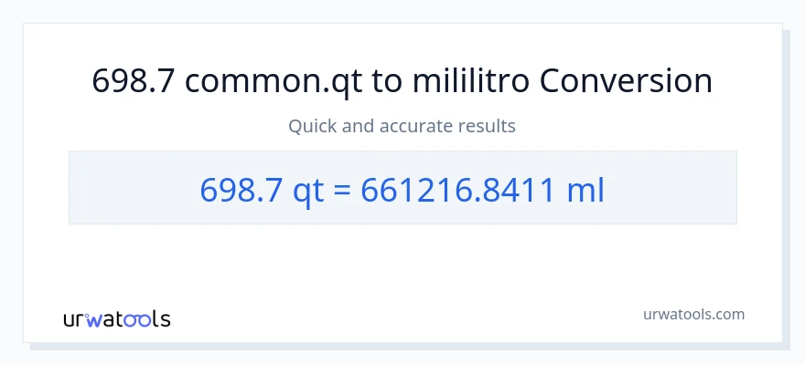 698.7 Quarts patungong mga mililitro na conversion