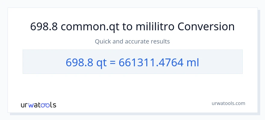 698.8 Quarts patungong mga mililitro na conversion
