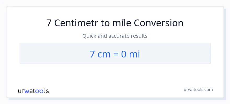 Konverze z Centimetry na míle: 7