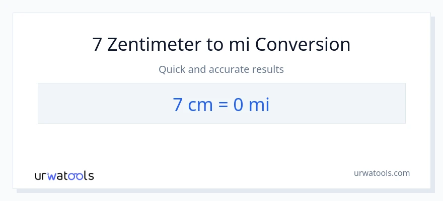 7 Zentimeter zu Meilen Umwandlung