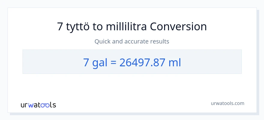 7 Gallonat - millilitraa muunnos