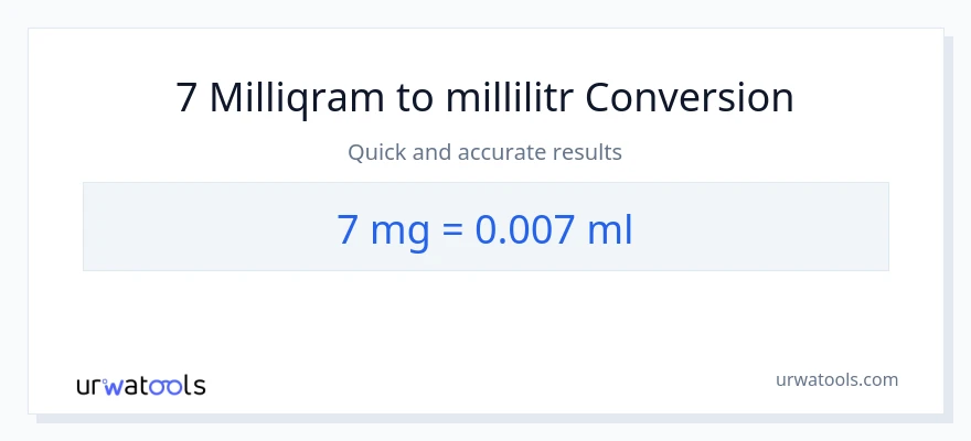 7 milliqram-dən millilitr-ə çevrilmə