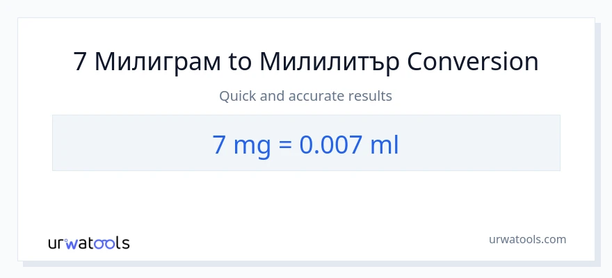 7 конверсия от милиграми до милилитри