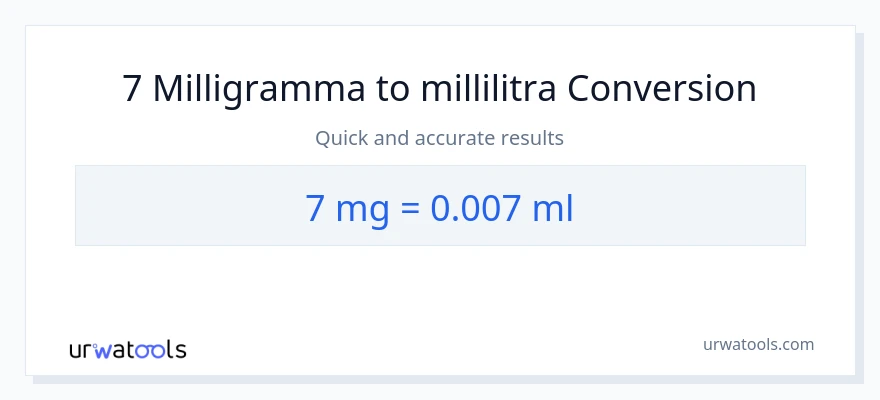 7 milligrammaa - millilitraa muunnos
