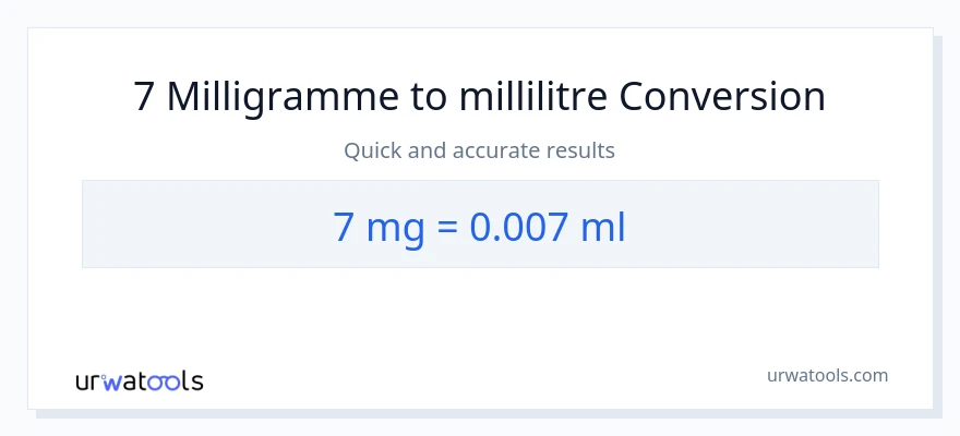 Conversion 7 milligrammes vers millilitres