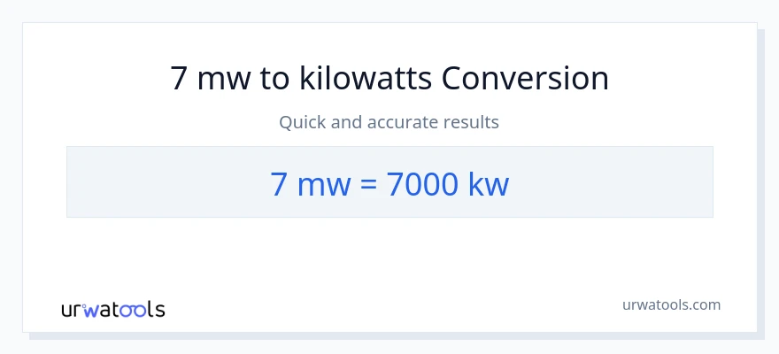 Conversió de 7 megawatts a quilowatts