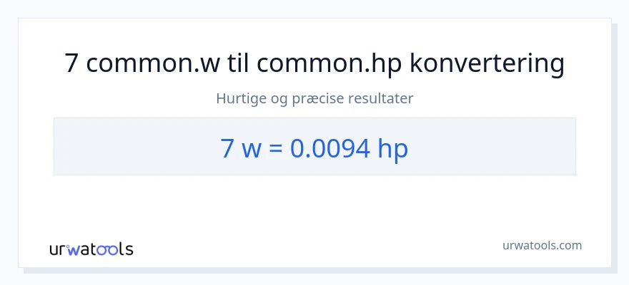 7 watt til hestekræfter konvertering