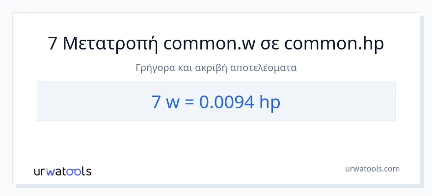 Μετατροπή 7 βατ σε ιπποδύναμη