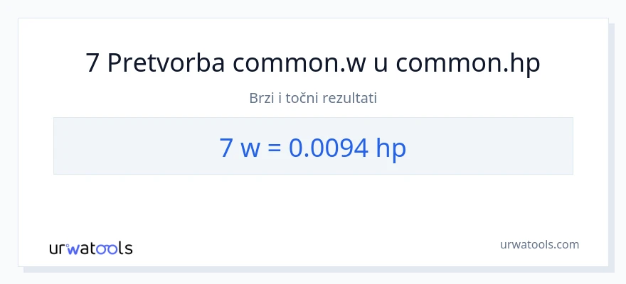 Konverzija od vati do konjske snage: 7
