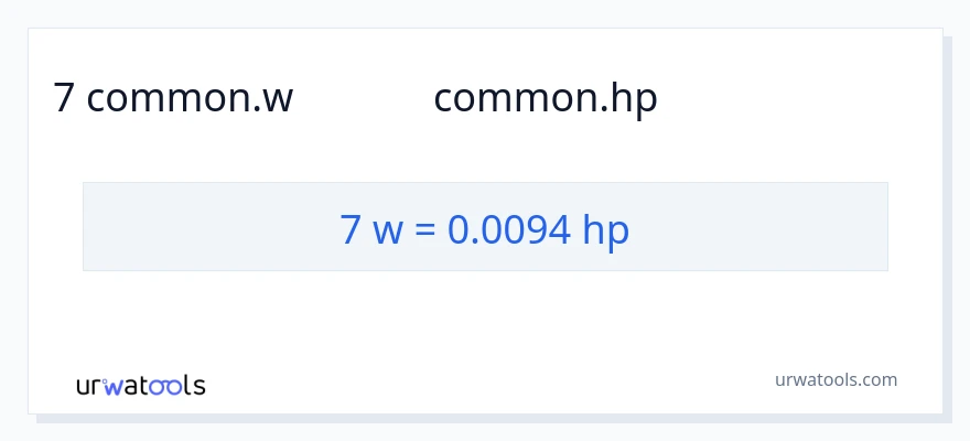 7 వాట్స్ నుండి అశ్వశక్తి కు మార్పిడి