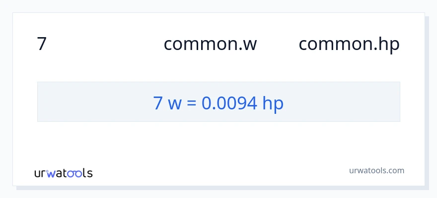 การแปลง 7 วัตต์ เป็น แรงม้า