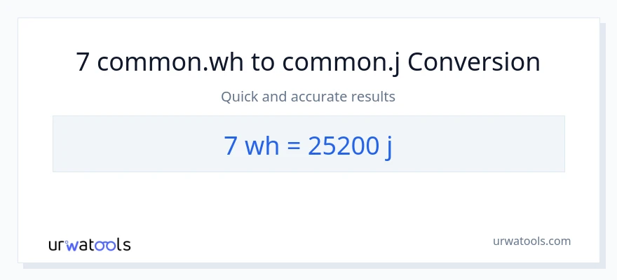 7 Watt Hours patungong mga joule na conversion