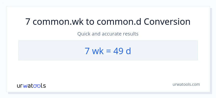 7 ವಾರಗಳು ರಿಂದ ದಿನಗಳು ಪರಿವರ್ತನೆ