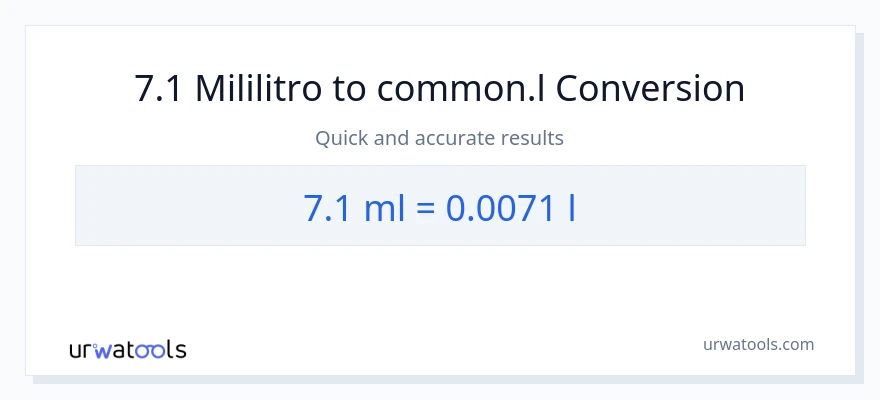 7.1 mga mililitro patungong Liters na conversion
