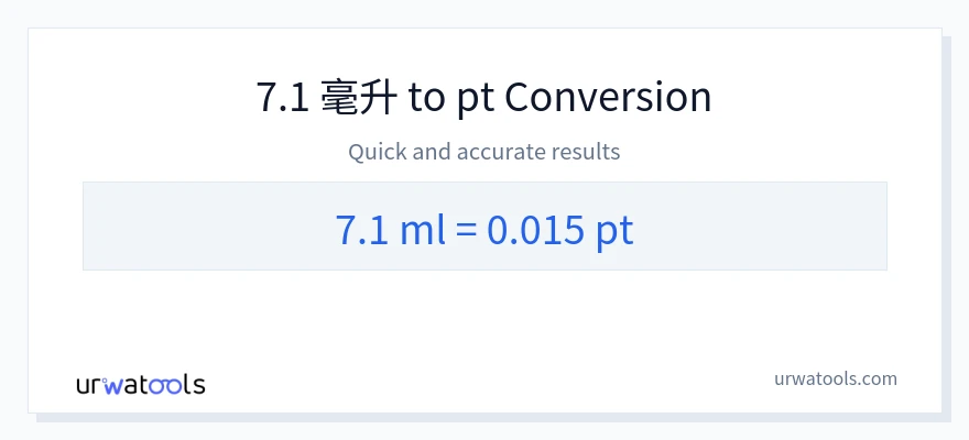7.1 毫升 到 Pints 轉換